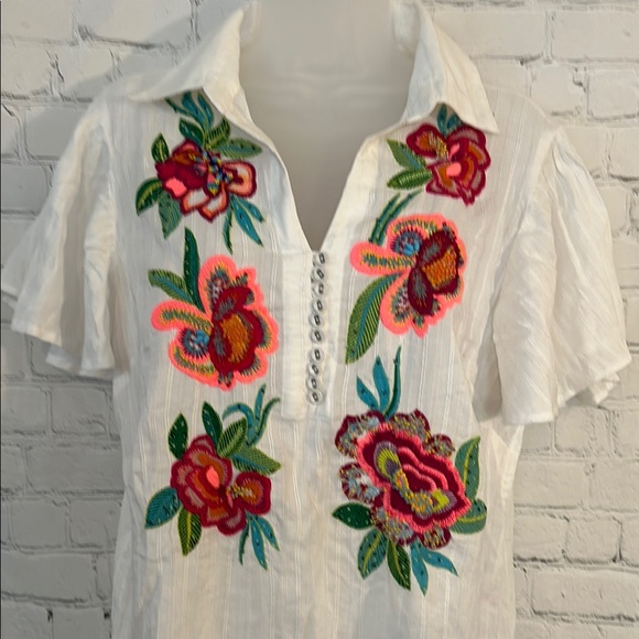 Soft Surroundings embroidered and beaded Blouse - Picture 3 of 14
